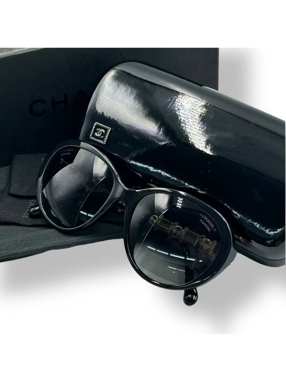 Chanel Sunglasses Faux Pearl CC Logo Black Pink Eyewear